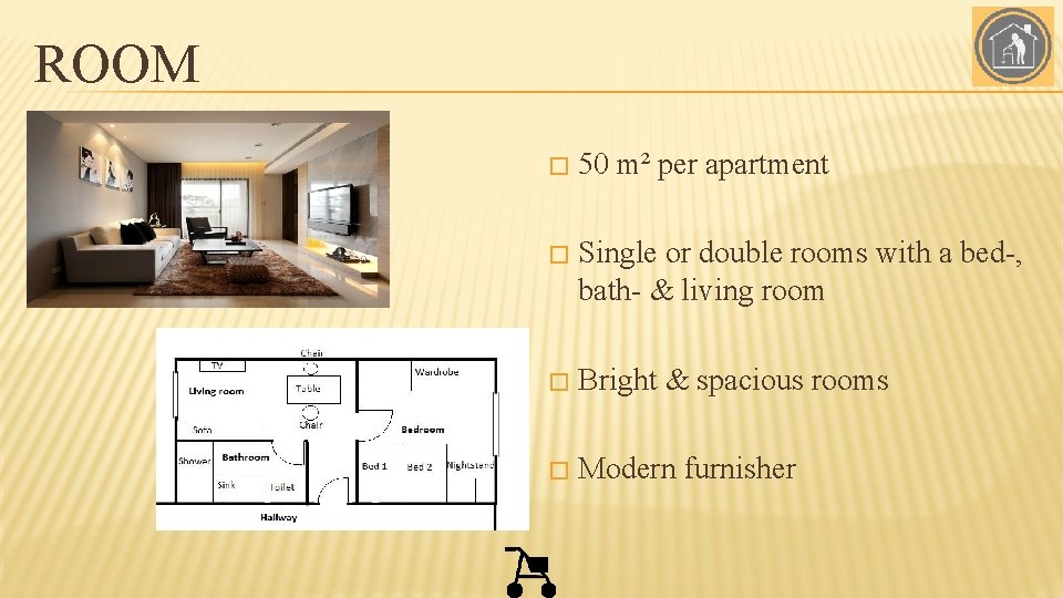 ROOM � 50 m² per apartment � Single or double rooms with a bed-,