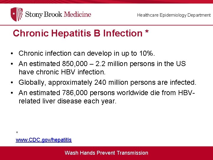 Healthcare Epidemiology Department Chronic Hepatitis B Infection * What is the Prevalence of Hepatitis