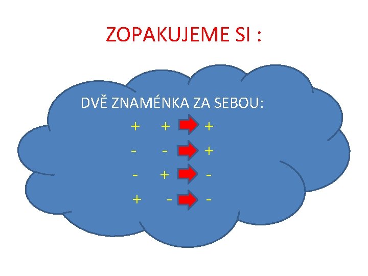 ZOPAKUJEME SI : DVĚ ZNAMÉNKA ZA SEBOU: + + - - + + -