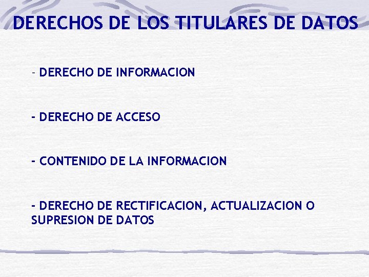 DERECHOS DE LOS TITULARES DE DATOS - DERECHO DE INFORMACION - DERECHO DE ACCESO