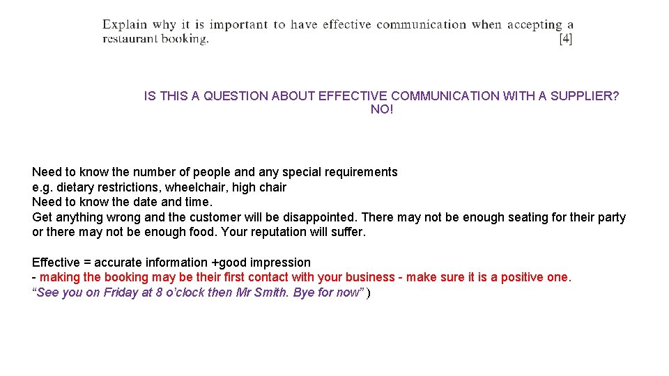 IS THIS A QUESTION ABOUT EFFECTIVE COMMUNICATION WITH A SUPPLIER? NO! Need to know IS THIS A QUESTION ABOUT EFFECTIVE COMMUNICATION WITH A SUPPLIER? NO! Need to know