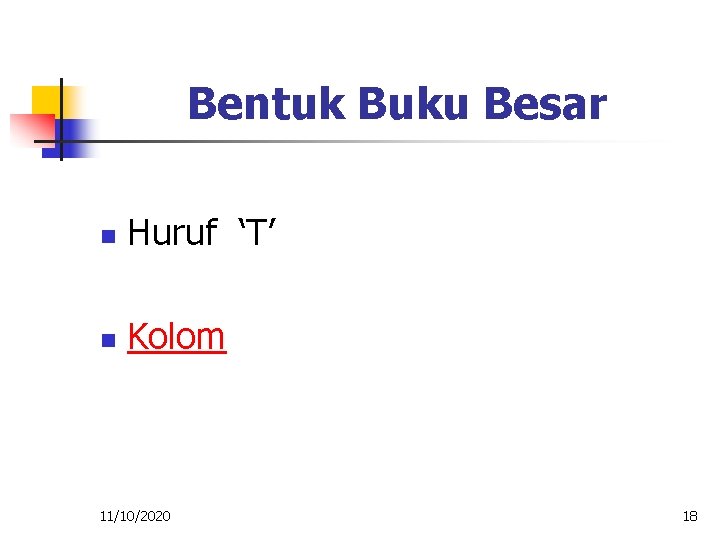 Bentuk Buku Besar n Huruf ‘T’ n Kolom 11/10/2020 18 