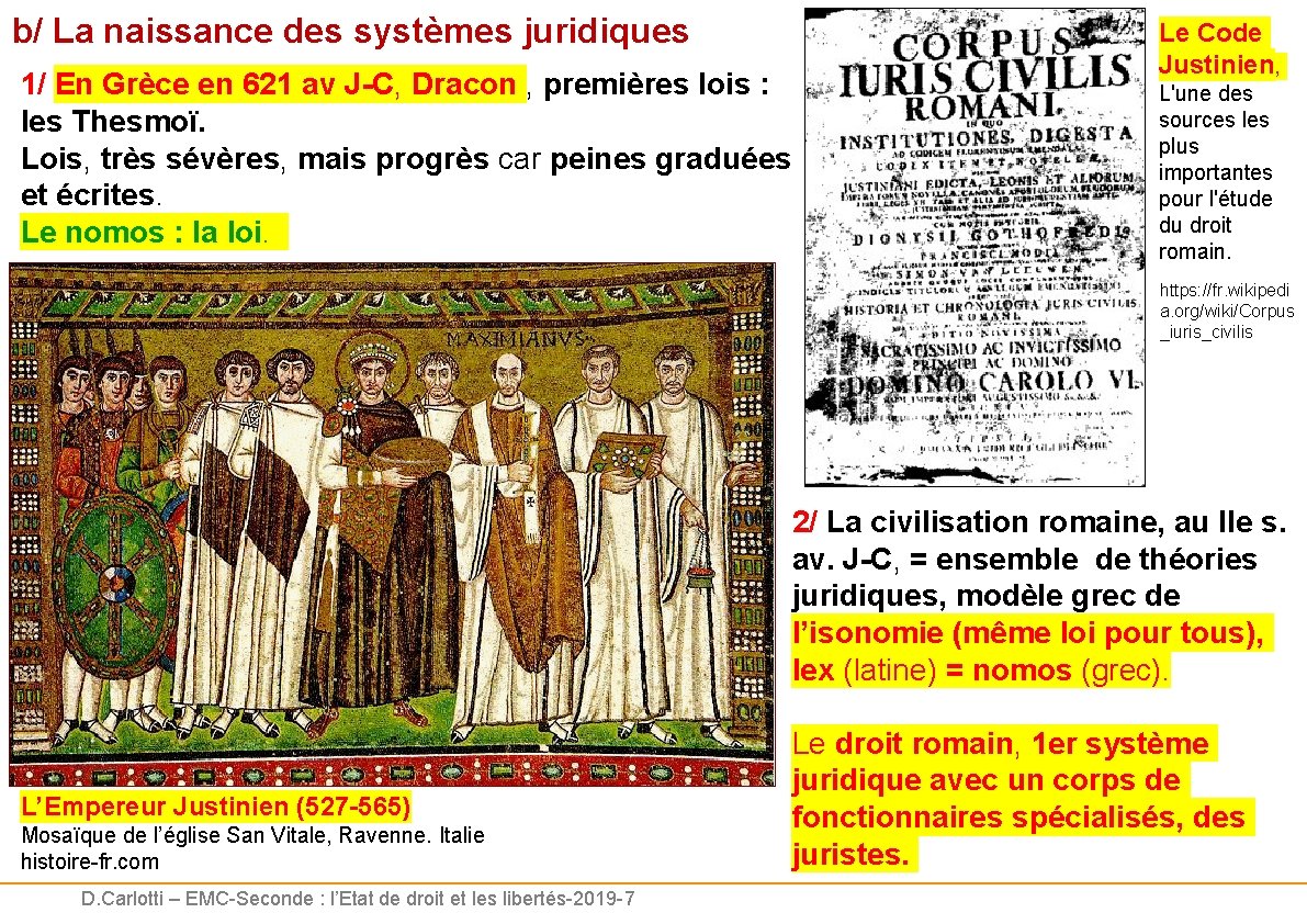 b/ La naissance des systèmes juridiques 1/ En Grèce en 621 av J-C, Dracon