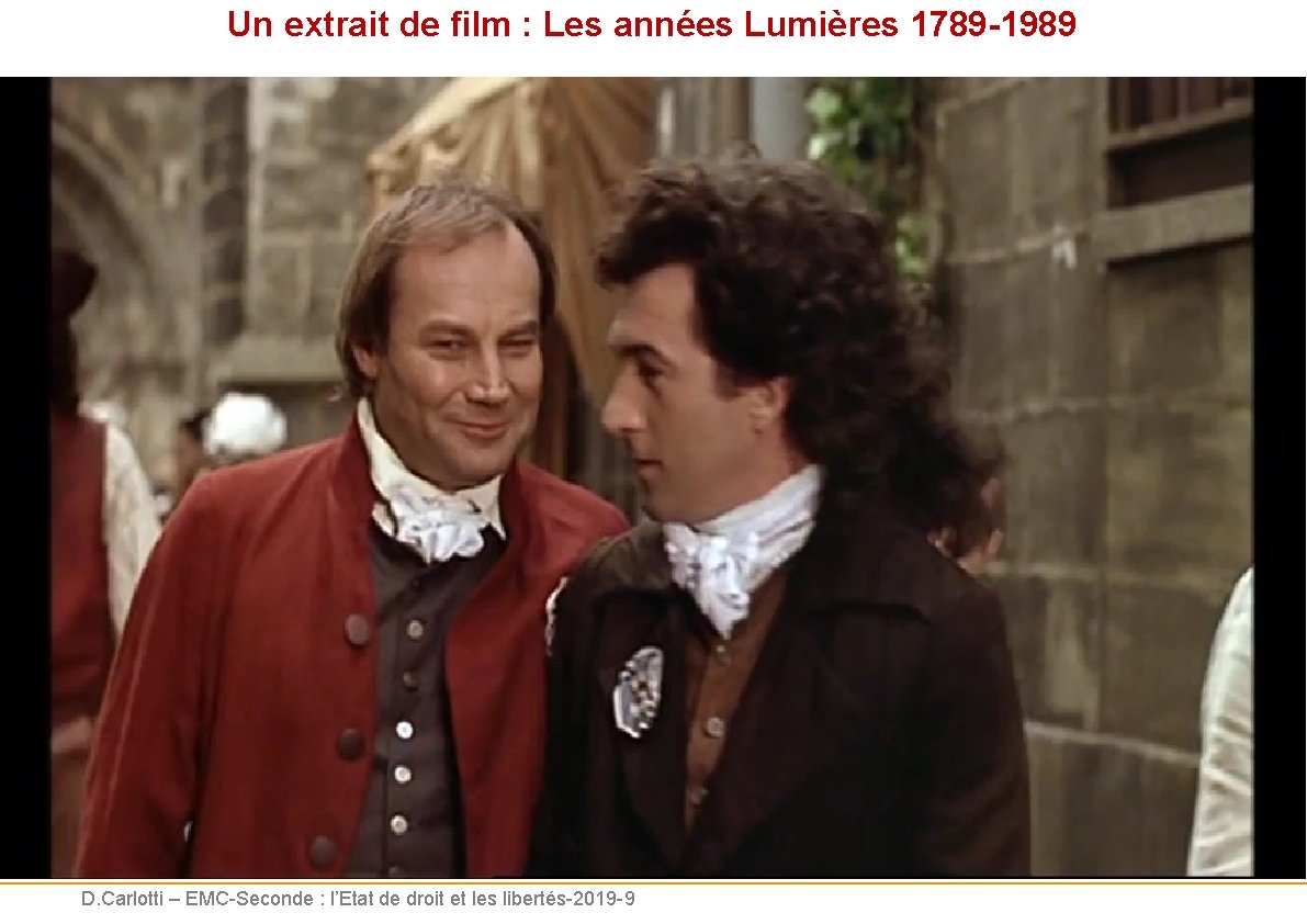 Un extrait de film : Les années Lumières 1789 -1989 D. Carlotti – EMC-Seconde