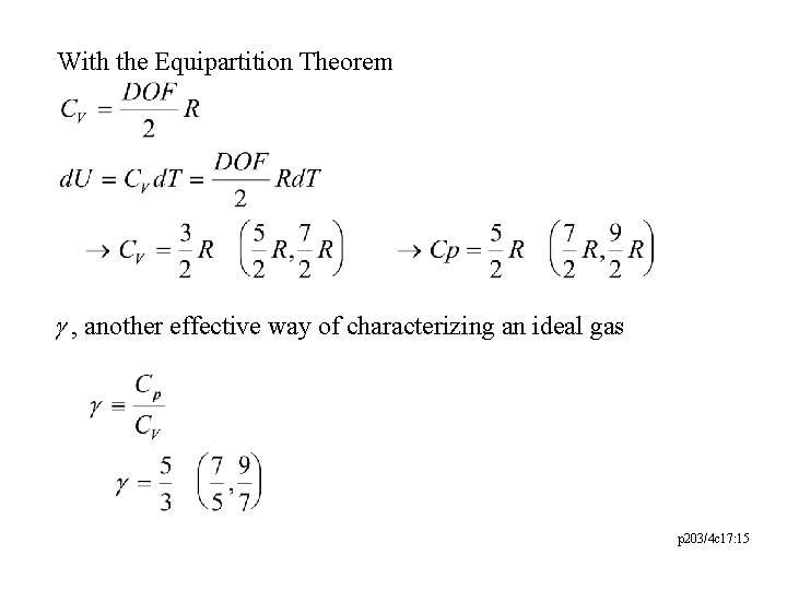 With the Equipartition Theorem g , another effective way of characterizing an ideal gas