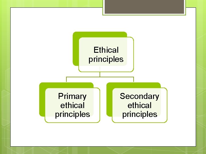 Ethical principles Primary ethical principles Secondary ethical principles 