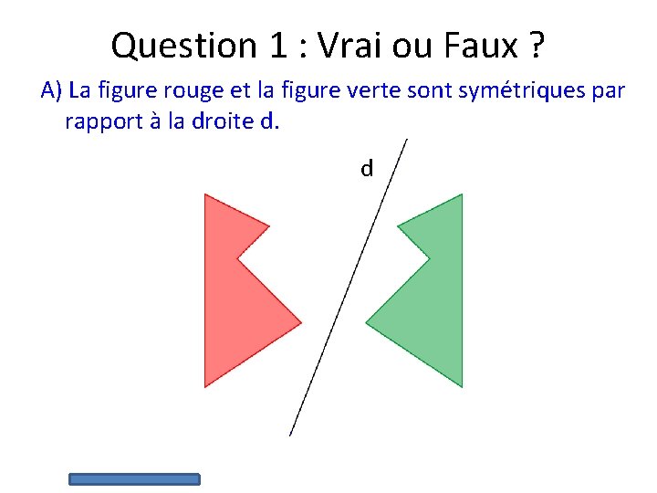 Question 1 : Vrai ou Faux ? A) La figure rouge et la figure Question 1 : Vrai ou Faux ? A) La figure rouge et la figure
