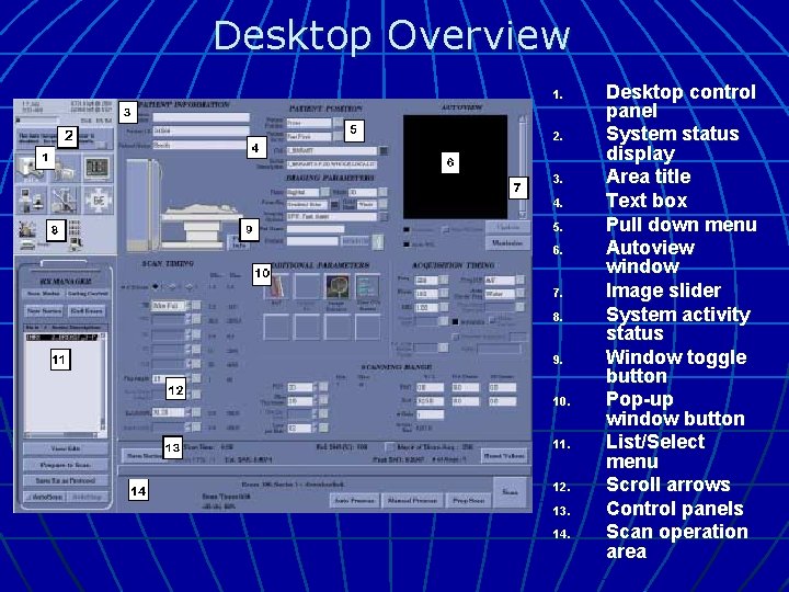 Desktop Overview 1. 2. 3. 4. 5. 6. 7. 8. 9. 10. 11. 12.