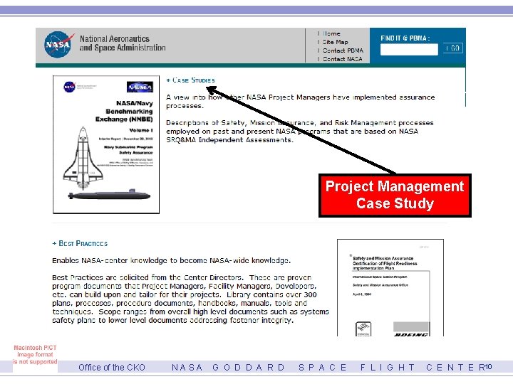 Project Management Case Study Office of the CKO NASA G O D D A