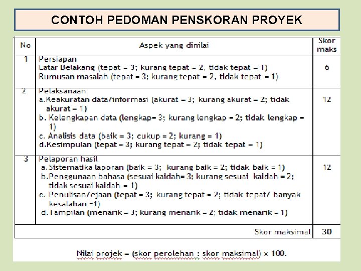 CONTOH PEDOMAN PENSKORAN PROYEK 