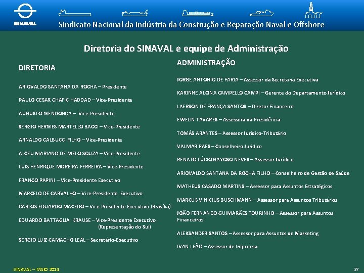 Sindicato Nacional da Indústria da Construção e Reparação Naval e Offshore Diretoria do SINAVAL