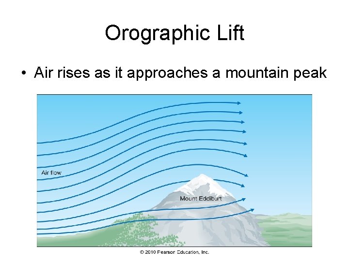 Orographic Lift • Air rises as it approaches a mountain peak 