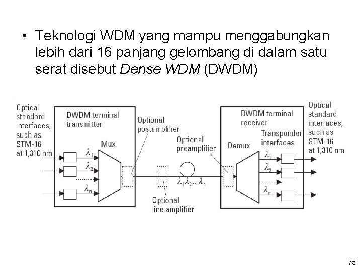  • Teknologi WDM yang mampu menggabungkan lebih dari 16 panjang gelombang di dalam