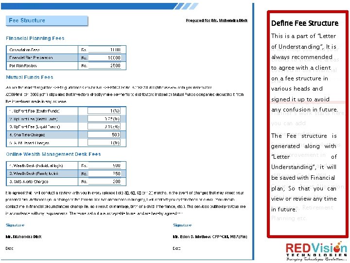 Table. Fee of Contents Primary Financial Plan Define Structure This is a part of