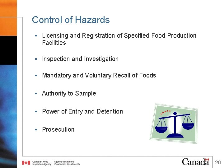 Control of Hazards § Licensing and Registration of Specified Food Production Facilities § Inspection