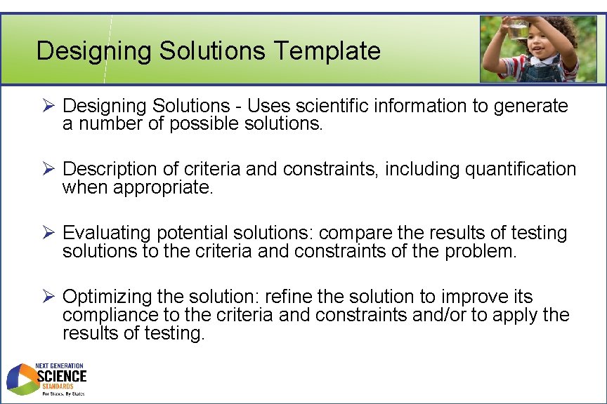 Designing Solutions Template Ø Designing Solutions - Uses scientific information to generate a number