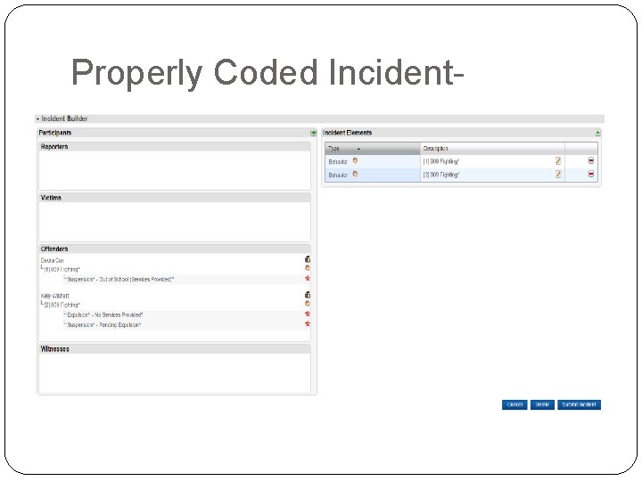 Properly Coded Incident- 