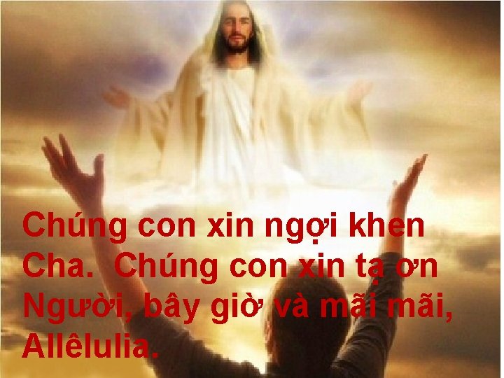 Chúng con xin ngợi khen Cha. Chúng con xin tạ ơn Người, bây giờ