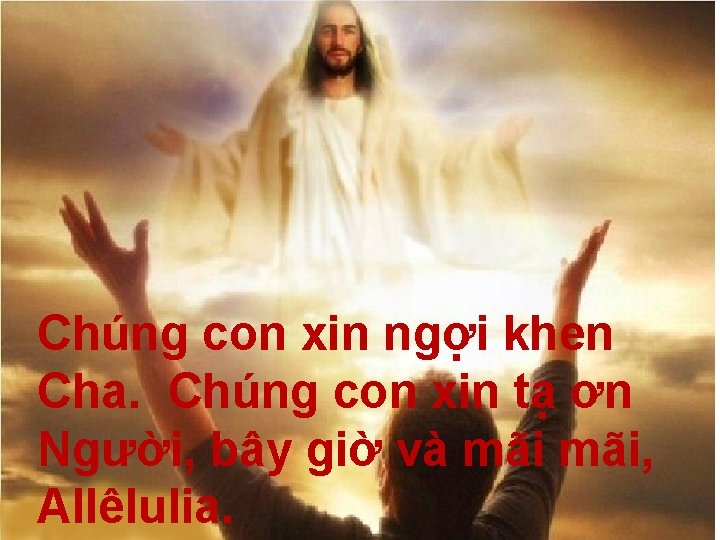 Chúng con xin ngợi khen Cha. Chúng con xin tạ ơn Người, bây giờ
