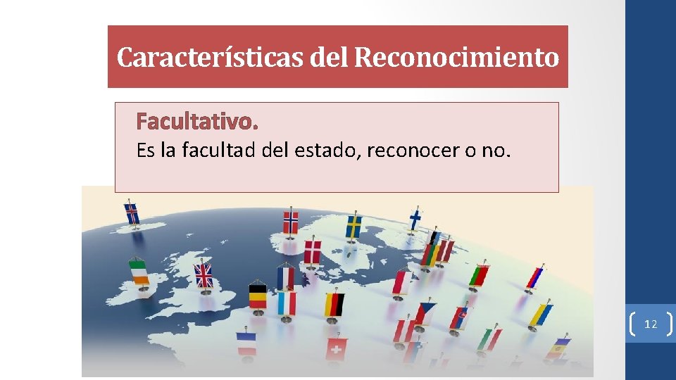 Características del Reconocimiento Facultativo. Es la facultad del estado, reconocer o no. 12 