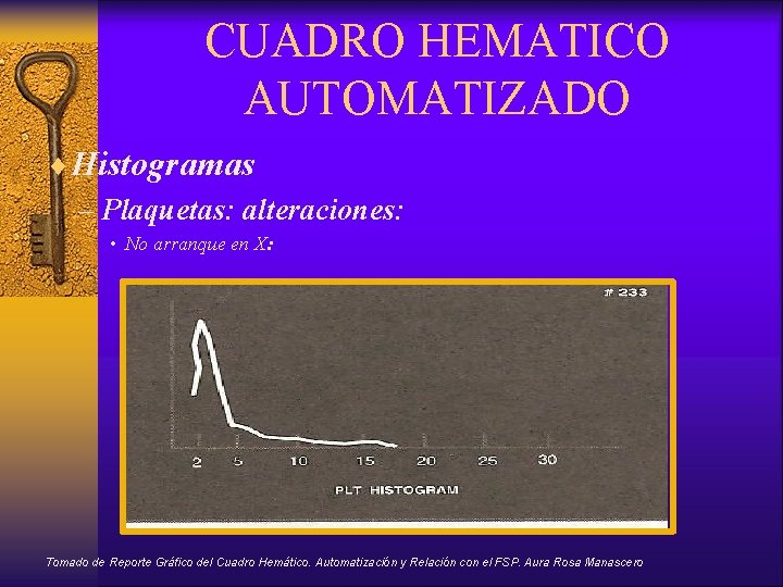 CUADRO HEMATICO AUTOMATIZADO ¨Histogramas – Plaquetas: alteraciones: • No arranque en X: Tomado de