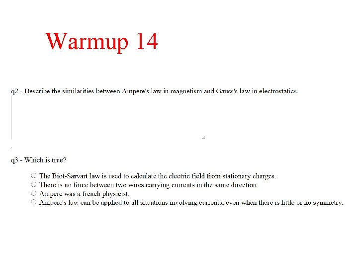 Warmup 14 