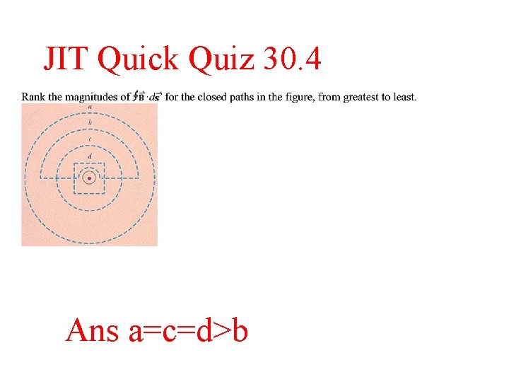 JIT Quick Quiz 30. 4 Ans a=c=d>b 