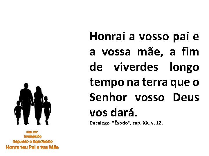 Honrai a vosso pai e a vossa mãe, a fim de viverdes longo tempo