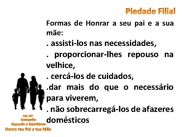 Formas de Honrar a seu pai e a sua mãe: . assisti-los nas necessidades,