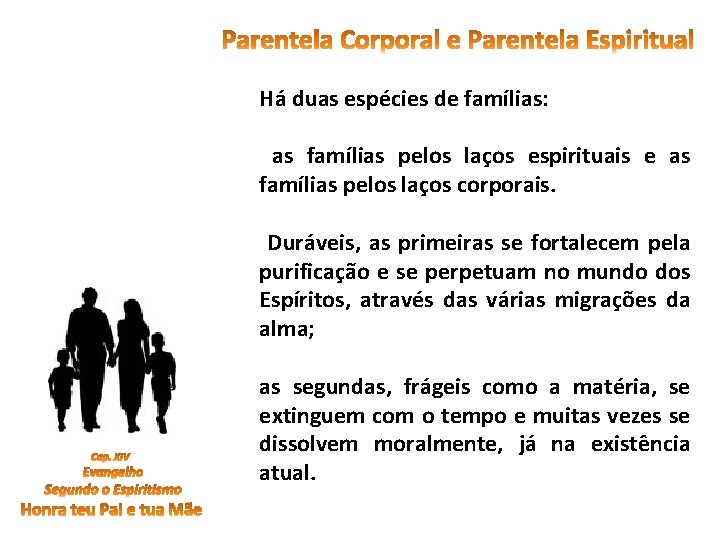 Há duas espécies de famílias: as famílias pelos laços espirituais e as famílias pelos