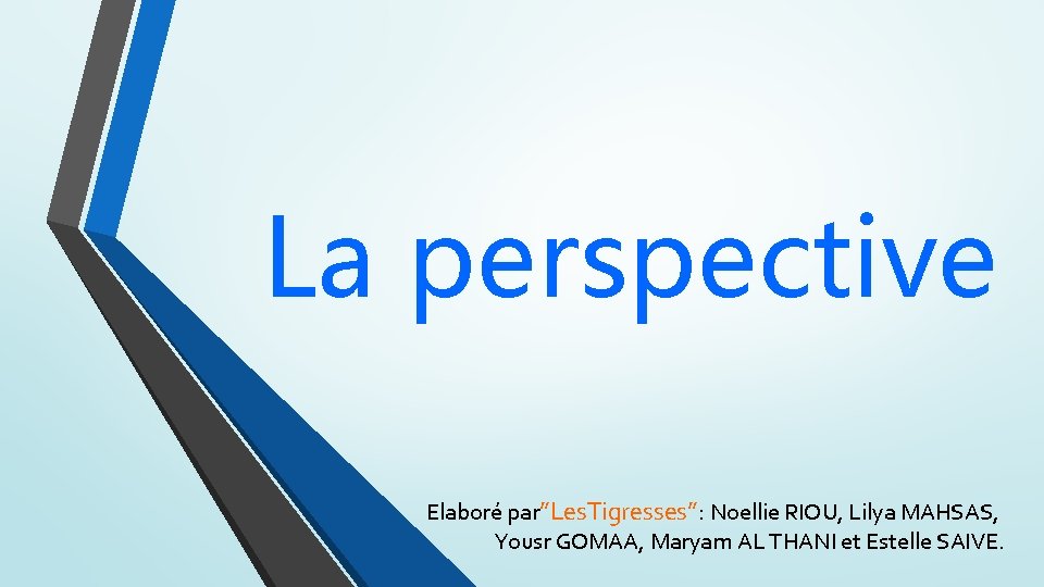 La perspective Elaboré par”Les. Tigresses”: Noellie RIOU, Lilya MAHSAS, Yousr GOMAA, Maryam AL THANI