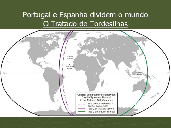 Portugal e Espanha dividem o mundo O Tratado de Tordesilhas 