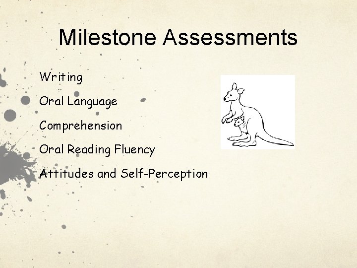 Milestone Assessments Writing Oral Language Comprehension Oral Reading Fluency Attitudes and Self-Perception 