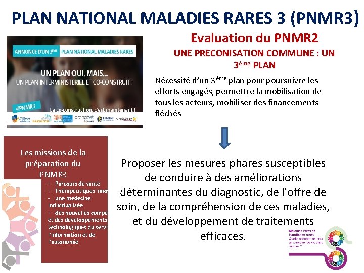 PLAN NATIONAL MALADIES RARES 3 (PNMR 3) Evaluation du PNMR 2 UNE PRECONISATION COMMUNE