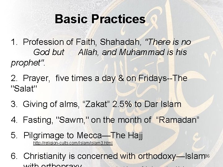 Basic Practices 1. Profession of Faith, Shahadah, "There is no God but Allah, and Basic Practices 1. Profession of Faith, Shahadah, "There is no God but Allah, and