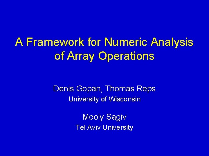 A Framework for Numeric Analysis of Array Operations