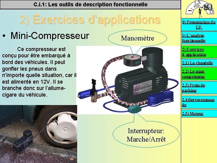 C. i. 1: Les outils de description fonctionnelle 2) Exercices d’applications • Mini-Compresseur Manomètre