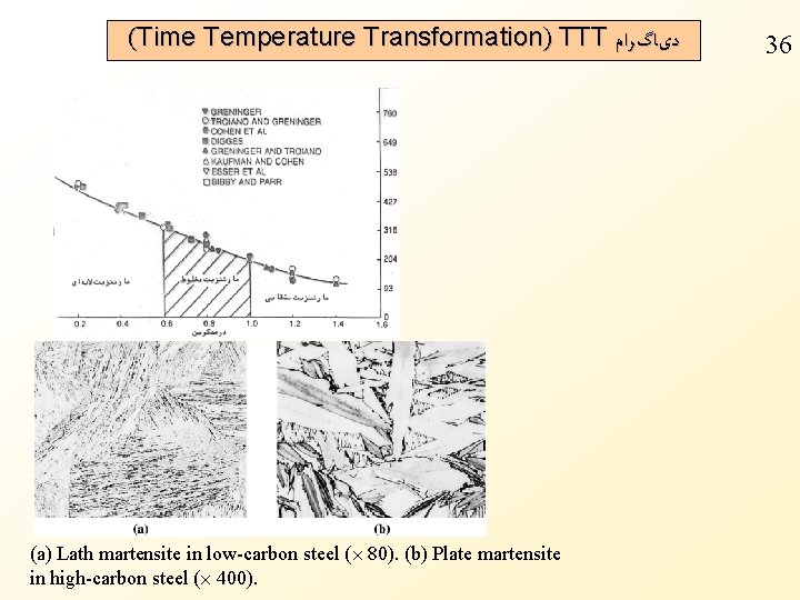 (Time Temperature Transformation) TTT ﺩیﺎگﺮﺍﻡ (a) Lath martensite in low-carbon steel ( 80). (b)