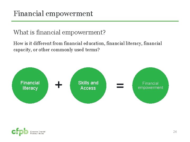 Financial empowerment What is financial empowerment? How is it different from financial education, financial