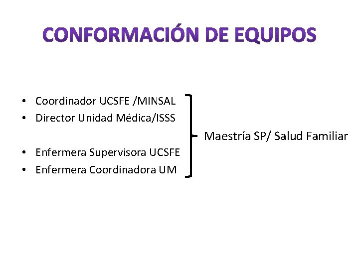  • Coordinador UCSFE /MINSAL • Director Unidad Médica/ISSS Maestría SP/ Salud Familiar •