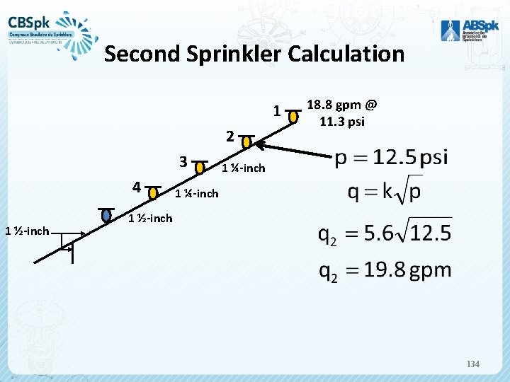 Second Sprinkler Calculation 1 2 3 4 1 ½-inch 18. 8 gpm @ 11.