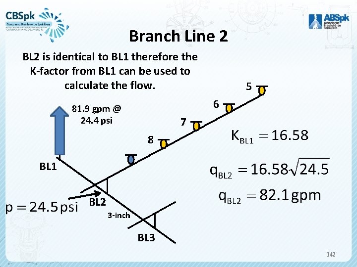 Branch Line 2 BL 2 is identical to BL 1 therefore the K-factor from