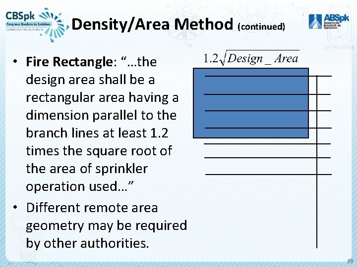 Density/Area Method (continued) • Fire Rectangle: “…the design area shall be a rectangular area