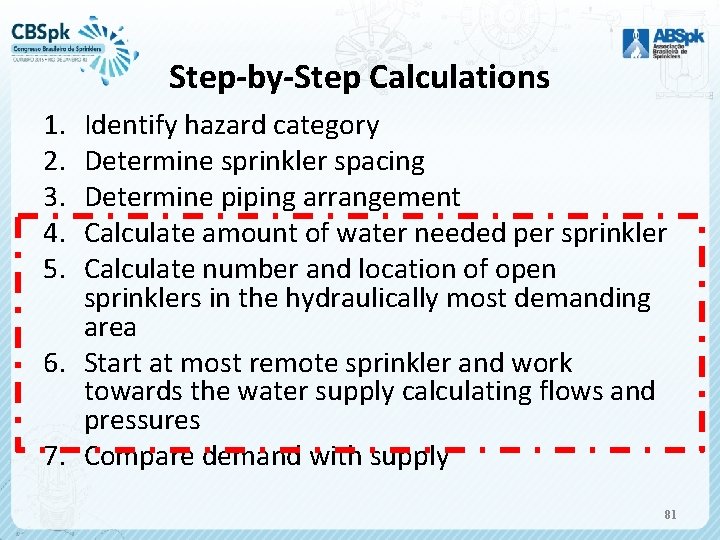 Step-by-Step Calculations 1. 2. 3. 4. 5. Identify hazard category Determine sprinkler spacing Determine