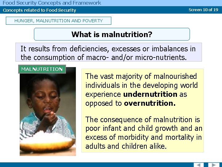 Food Security Concepts and Framework Concepts related to Food Security Screen 10 of 19