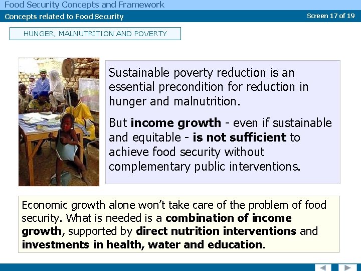 Food Security Concepts and Framework Concepts related to Food Security Screen 17 of 19