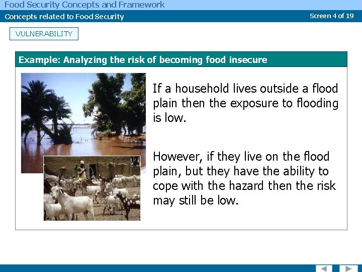 Food Security Concepts and Framework Concepts related to Food Security Screen 4 of 19