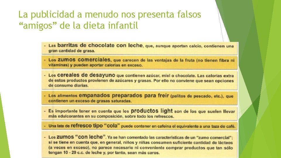 La publicidad a menudo nos presenta falsos “amigos” de la dieta infantil 