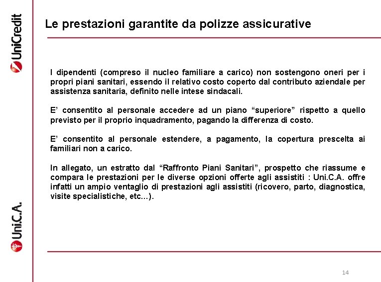 Le prestazioni garantite da polizze assicurative I dipendenti (compreso il nucleo familiare a carico)