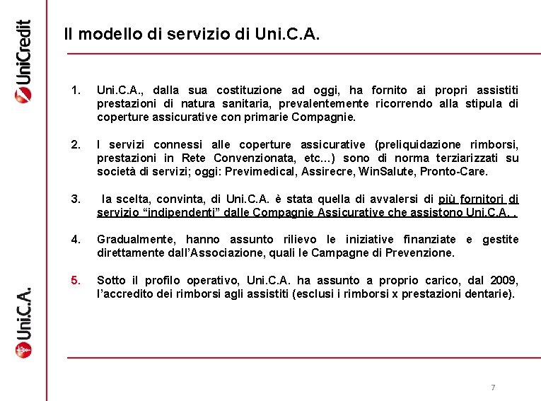 Il modello di servizio di Uni. C. A. 1. Uni. C. A. , dalla